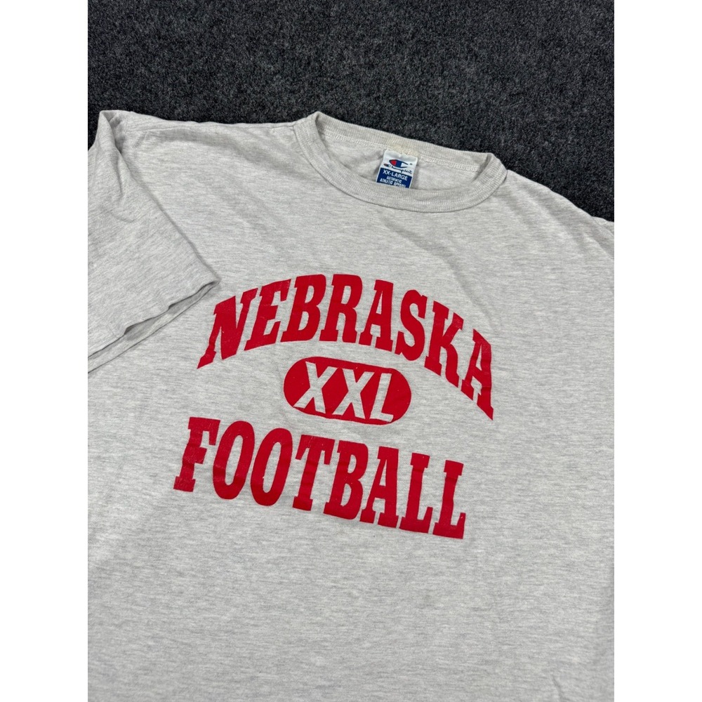 VTG 90s Champion Nebraska Football T Shirt Mens XXL Made USA Huskers Spellout